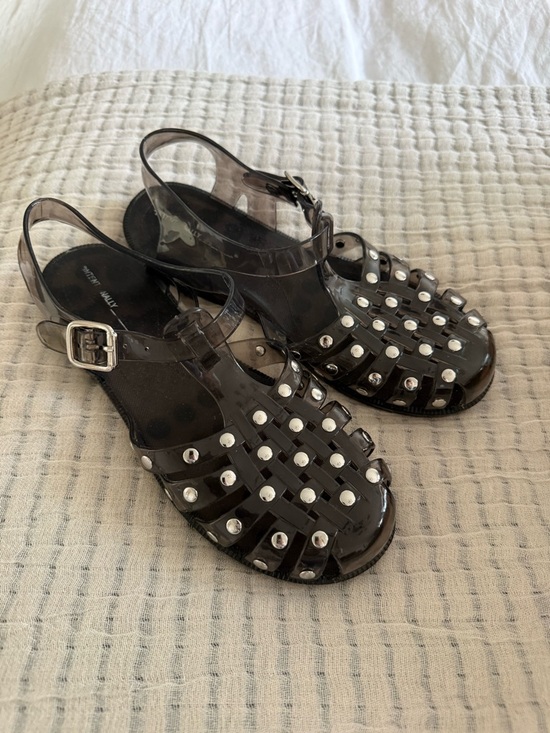 INTENTIONALLY BLANK Shoes - Intentionally Blank Black Studded Jelly Sandals - Women